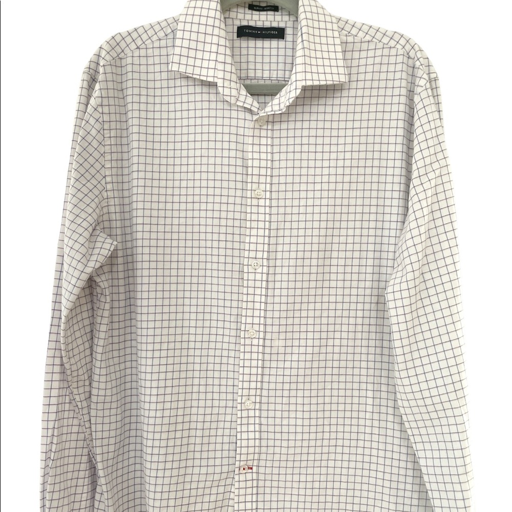 Mens Tommy Hilfiger Slim Fit Striped Button Down- (Large) 16 34/35